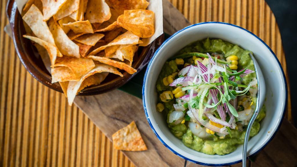 Guacamole · Make it spicy. Add sub veggies and marinated dungeness crab for an additional charge.