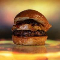 Master Of Puppets · 6oz signature burger patty, bacon, peanut butter, grape jelly, toasted brioche bun.
