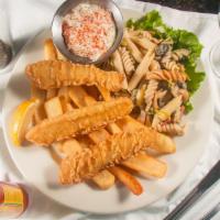 Fish & Chips · filets of beer-battered cod served with steak fries & our homemade tartar sauce