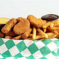 10 Vegan Nuggets · 10 vegan chicken nuggets, served with fries & your choice of 2 dipping sauces