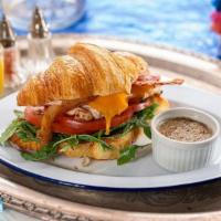 Grilled Chicken Croissant Sandwich · cheddar, bacon, tomato, arugula, lemon herb aioli, croissant