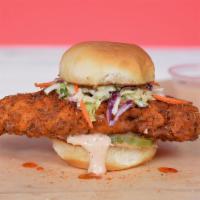 Nash’S Chicken Sandwich · Toasted brioche bun with crispy breaded chicken, dill pickles, coleslaw and #nashty sauce.