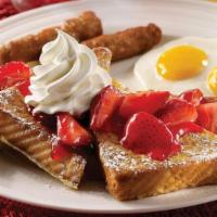 French Toast Combo · Thick slices of golden egg bread dipped in our special batter, grilled to perfection and dus...