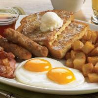 The Lumberjack Breakfast · Ham, applewood- smoked bacon, sausage, two eggs Served with crispy hash browns, country pota...