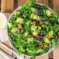 Kale Salad (7:30Am-3Pm) · Organic hemp hearts, dried cranberries, candied walnuts, red onions, avocado on a bed of kal...