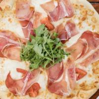 Prosciutto Bianca · Craft Pesto, Ricotta, Pecorino Romano, Cherry Tomato, Garlic, Topped with Prosciutto