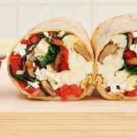 Eat Your Veggies Breakfast Burrito · Two scrambled eggs, sauteed mushrooms, spinach, grilled onions, diced tomato, avocado, and m...