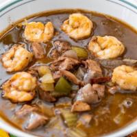 Gumbo · Contains shrimp, crab meat, turkey sausage, vegetables, and special spices.