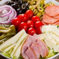Rosati'S Antipasto Salad · Romaine and iceberg lettuce, spinach leaves, green pepper, red onion, black and green olives...