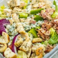 Chopped Salad · 440 cal. Finely chopped Romaine & iceberg lettuce, spinach leaves, grilled chicken, green pe...