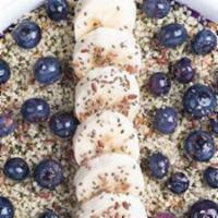 Skinny Bowl · Organic Acai, flax seeds, chia seeds, almond butter, banana, blueberries, and organic agave ...