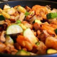 Hibachi Chicken And Hibachi Shrimp · Chicken and shrimp sautéed in house sauce, served with vegetables. Served with soup, salad a...