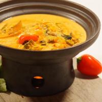 Chicken Thai Yellow Curry · Gluten free. Chicken, mixed vegetables, yellow curry, thai basil.