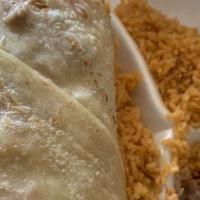 Carne Asada Burrito With Rice & Beans · With guacamole and pico de gallo.