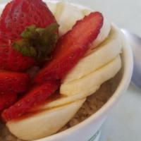 Morning Oatmeal · HEARTY BOWL OF HOT OATMEAL WITH YOUR CHOICE OF TWO TOPPINGS:
BLUEBERRIES                   W...