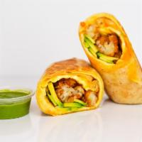 Avocado, Egg & Cheddar Breakfast Burrito · 3 fresh cracked, cage-free scrambled eggs, melted Cheddar cheese, avocado salsa verde, fresh...