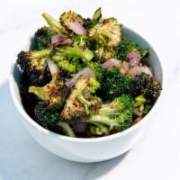 Roasted Broccoli With Ginger Garlic Sauce · Roasted broccoli, red onions, and our house-made ginger garlic sauce. (Gluten-Free & Vegan)