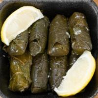 Grape Leaves · Stuffed grape leaves with rice and mixed vegetables.