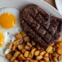 Sirloin Steak & Eggs* · Fresh and tender 8oz. Sirloin steak* served with 2 eggs*, breakfast potato or fruit and choi...
