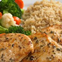 Grilled Herb Chicken · Chicken breast seasoned with a blend of herbs. and grilled to perfection. Served with your c...