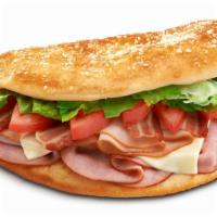 Turkey Club · Turkey breast, ham, bacon, mozzarella, side of mayo. Regular: 500 Calories, large: 840 Calor...