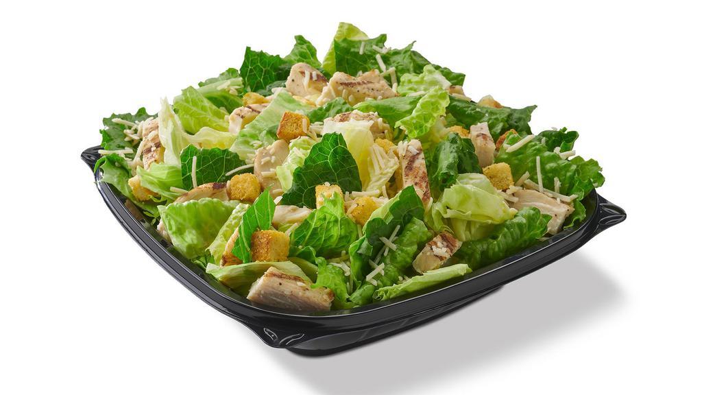 Chicken Caesar · Grilled chicken breast, Asiago cheese, croutons. Regular: 220 Calories, large: 310 Calories.