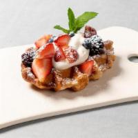 Belgian Liège Waffle · with fresh berries and whipped cream
