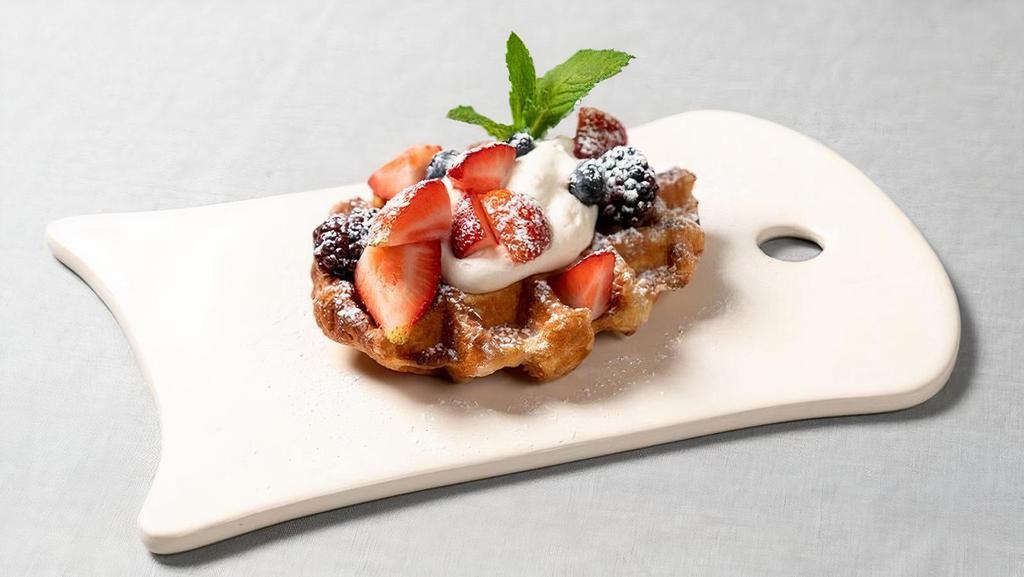 Belgian Liège Waffle · with fresh berries and whipped cream