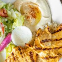 Chicken Breast Meal (1Pieces) · Grilled boneless and skinless chicken breasts marinated with garlic and herbs served with hu...