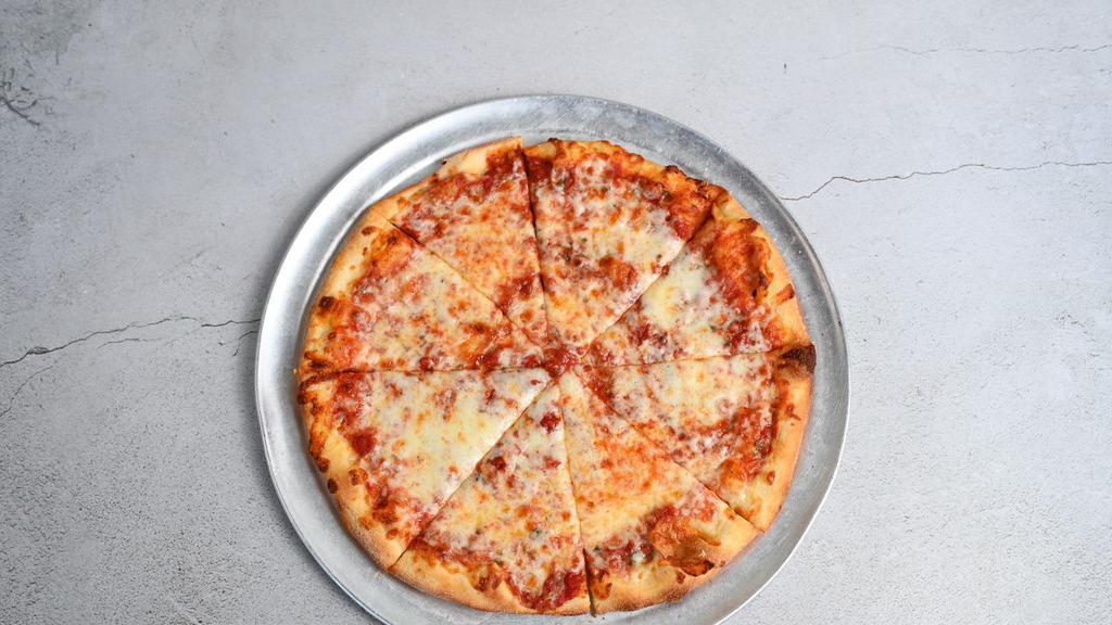 Cheese Pizza · Traditional naples style thin crust topped with pizza sauce and mozzarella.