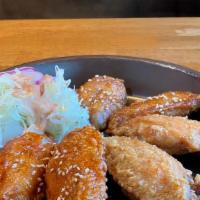 Chicken Wings (6Pcs) · Fried crispy chicken wings original, Korean style or soy sauce. Choose one flavor.