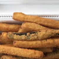 Fried Zucchini · breaded and deep fried zucchini chips served with home-made ranch dressing.
