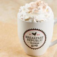 Breakfast Republic Latte · Espresso, vanilla, chai, mocha and steamed milk topped with whipped cream and chai powder.