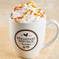 Salted Caramel Latte · Espresso, salted caramel syrup and steamed milk topped with whipped cream, caramel and sea s...