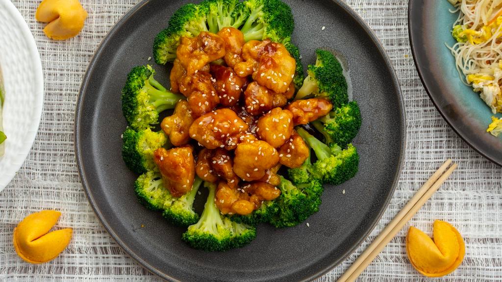 General Tso'S Chicken · Spicy. Big chunks of chicken lightly breaded, fried until crispy, cooked in a spicy orange flavored sauce.