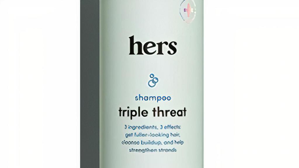 Hers Triple Threat Shampoo (6.4 Fl Oz) · Your bad hair days are numbered. Hers Shampoo is formulated with a triple threat of biotin, saw palmetto, and pumpkin seed oil to thicken and moisturize hair from the follicles all the way out to the tips.
