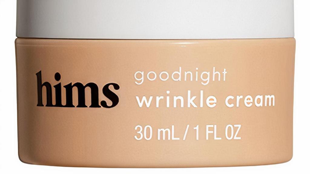 Hims Goodnight Wrinkle Cream - Caffeine-Infused Moisturizer And De-Puffer (1 Fl Oz) · The hims goodnight wrinkle cream lets your skin have sweet dreams while you get some zzz’s. It is specially formulated to help restore your skin after a hard day, so you can wake up looking refreshed and ready.
Thicker than a daily moisturizer, Hims Goodnight Wrinkle Cream really locks in hydration so skin looks toned and healthy.