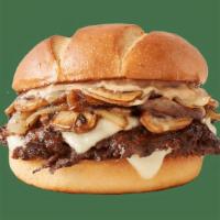 A1® Chophouse Double · Two sizzling steakburger patties, topped with grilled onions, sauteed mushrooms, white chedd...