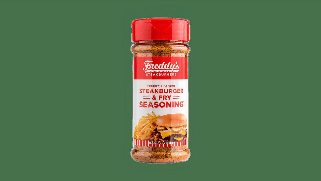Freddy'S Famous Steakburger & Fry Seasoning® · 8.5oz bottle of Freddy's Famous Steakburger & Fry Seasoning®