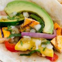 Organic Tofu & Veggie Taco · Avocado, cilantro & onions, salsa