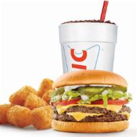 Supersonic Double Cheeseburger Combo · Includes choice of tots or fries and fountain drink.
