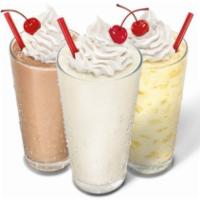 Classic Shake · REAL Ice Cream shakes - in your choice of flavors - served with whipped topping and a cherry.