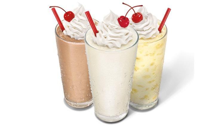 Hand Mixed Classic Shake · Flavors available:
Vanilla; Chocolate; Caramel; Hot Fudge; Peanut Butter; Strawberry; Fresh Banana