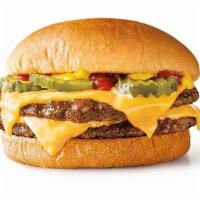 Quarter Pound Double Cheeseburger · ketchup, pickles, mustard and cheese.