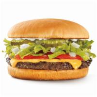 Deluxe Cheeseburger · Comes with mayo, lettuce, tomato, pickles, onions, and cheese.