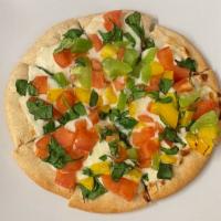 Nae Nae'S Fav · Roasted garlic sauce, mozzarella cheese, tomato, spinach and bell pepper.