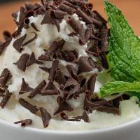 Mocha Mint · Mint flavor, whip cream with mint chocolate shavings.