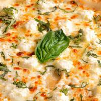 White Stone Pizza  · Mozzarella cheese, Ricotta cheese, shaved Romano cheese, roasted garlic, olive oil and fresh...