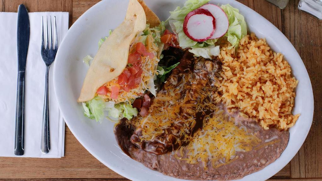 2-Item Combination · Select from any 2 items (+$1.25 for any Chile Relleno selection).  Served with rice and beans.
