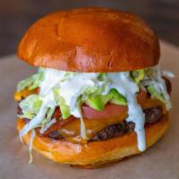 Abc Burger · Avocado, bacon, cheddar, lettuce, tomato, and ranch dressing.